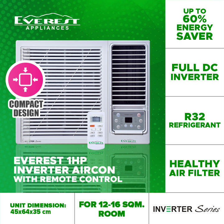 EVEREST INVERTER AIRCON FULL DC WINDOW TYPE with remote control 1.0 HP
