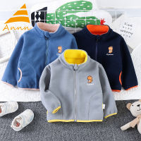 Annn Store Boys Jacket Plus Fleece Top แจ็คเก็ตคาร์ดิแกนขนแกะขั้วโลกสไตล์ใหม่