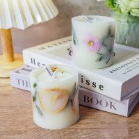 Creative Soy Wax with Wood Stand Romantic Aromatherapy Candles Pillar Candles for Christmas Wedding Party Home Decoration Gift