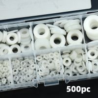 ∈ 500Pcs/Box M2 M2.5 M3 M4 M5 M6 M8 M10 White Plastic Nylon Washer Flat Spacer Washer Seals Gasket O Ring Assortment Kit Set