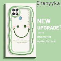 เคส Chenyyka สำหรับ OPPO A15 A35 A15s 4G เคสลายยิ้มสีสันสดใสมาการองคลื่นขอบกันกระแทกแบบใสนิ่มเคสมือถือโปร่งใสลายกล้องถ่ายรูปสร้างสรรค์เคสซิลิกาเจลฝาครอบป้องกัน