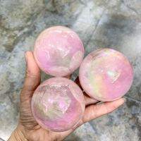 60-70มม. คริสตัลธรรมชาติ Healing Powder Rose Quartz Point Fit Ball Electroplating Crystal Ball Magic Reiki ของขวัญตกแต่ง Stone