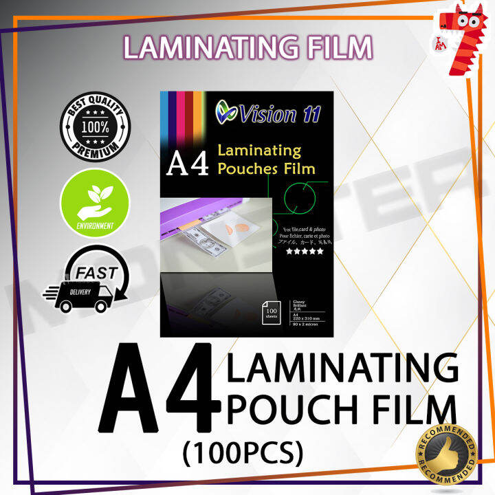 2x A4 Laminating Pouches Film Glossy 80x2 micron (100pcs/pkt) Lazada