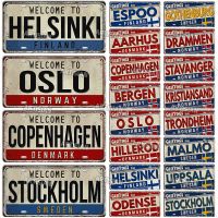 【hot】☃☬☁  Artisian Finland License Plate Denmark Norway SWEDEN Landmark Metal Sign State Car Wall Bar