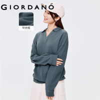 Giordanoผู้หญิง วาฟเฟิล ปกเสื้อ ไหล่เสื้อสวมหัว Free Shipping 05322787