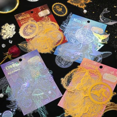 40 Pcs&nbsp;Holographic Glitter Jellyfish&nbsp;Whale Butterfly Stickers Set Waterproof Decorative Adhesive Stickers For Scrapbook Journal Stickers Labels