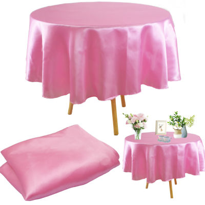 Round 145cm Satin Tablecloth Solid Color Table Covers For Wedding Birthday Christmas Party Round Table Cloth Home Decor