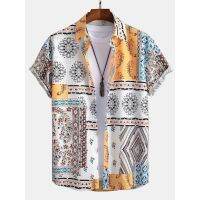 Scarf Print Button Up Shirt