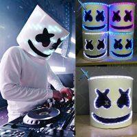 Marshmello ดีเจไฟฟ้าพยางค์หมวกกันน็อคตาหน้ากากเต็มหัวเครื่องแต่งกายคอสเพลย์หน้ากากบาร์อุปกรณ์ประกอบฉากเพลง