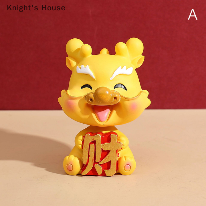 knights-house-รูปปั้นมังกรรูปปั้นสัตว์รูปปั้นจีนรูปปั้นตกแต่งภายในรถ-bobble-ราศีหัวรูปโชคดีเรซิ่นขนาดเล็กหัว