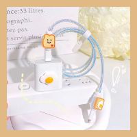 Pelindung Kabel Data USB Model Kuning Telur Lucu Winder Spiral Pelindung untuk Iphone 18/20W Pelindung Penutup Pengisi Daya Cepat