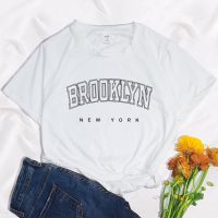 Brooklyn ตัวอักษร USA Harajuku ผู้หญิงตลก T เสื้อ2022ฤดูร้อนรอบคอ Y2K ตลกโพลีเอสเตอร์การ์ตูนเสื้อยืดกราฟิก Streetwear