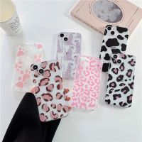 BGF pink leopard print cows paw soft case for 14 13 12 xX XS XR 7 8 lovely Cartoon clear