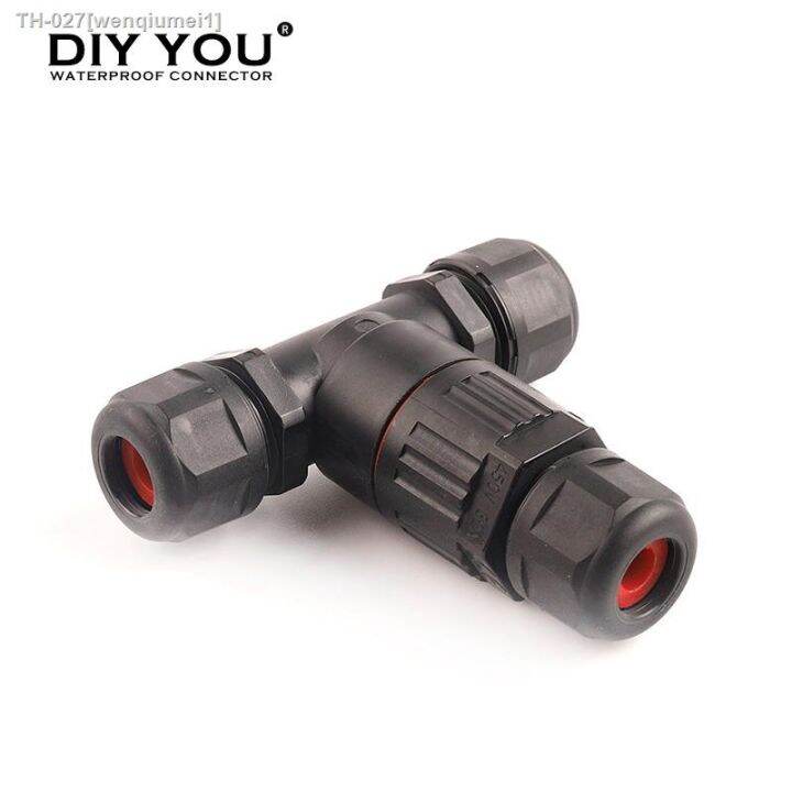 ip68-waterproof-connector-t-shape-3-pin-cable-wire-gland-sleeve-connectors-quick-screw-connection-outdoor-waterproof-terminal