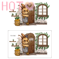 Hot? การ์ตูนใหม่3D ทาสี Bunny Wall Sticker หน้าแรกห้องนอนเด็กตกแต่งห้องนอน