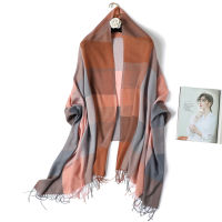 Plaid Women Hijab Scarf Pashmina Lady Shawls Foulard Headband Tassel Cashmere-like Winter Scarves Warm Female Wraps Bandana