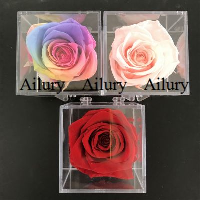 【cw】 SquareFlowerHigh transparencyColorful Preserved RoseScarletPink Flowers Never FadeCar Desktop Decoration 【hot】