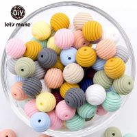 【DT】hot！ Lets make Silicone Beads Teethers 15mm 20pcs Threaded Silica BPA 4-6 Months Food Grade Teething