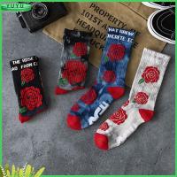 YUYU Unisex Winter Warm Street Skate Hip-hop Rose pattern Skateboard Hosiery Cotton Socks