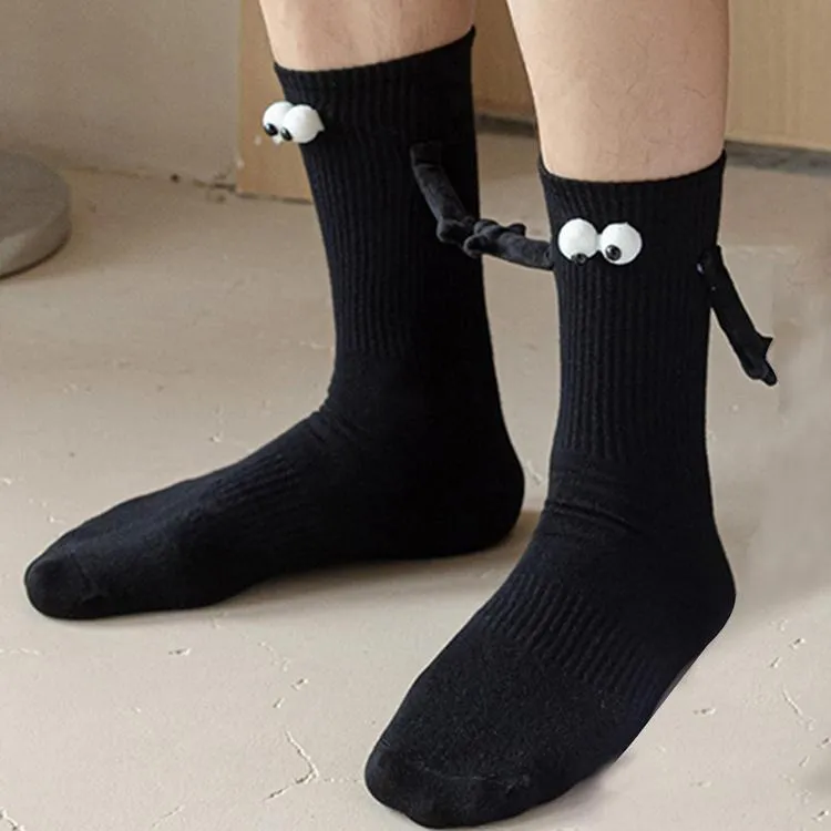 2 Pairs Funny Magnetic Suction 3d Doll Couple Socks, Couple Holding Hands  Funny Socks, Mid-tube Cute Socks Funny Gifts