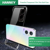 HANNEY สำหรับ OPPO A78 A96 A76 A36 RENO 8T 8 8Z 7Z 5 6 Pro 2 A9 A5 2020 Realme XT X K3 4G 5G เคสโทรศัพท์ Frameless ฝาหลังโปร่งใส CLEAR Hard กันกระแทก Ultra Thin ปลอก WBK-03