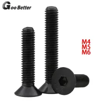 M4/M5/M6 Black Countersunk Head Hex Socket Screws High Tensile 12.9 Countersunk Head Allen Bolts Extra Long 5-60mm