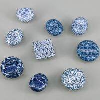 Ceramic Handles and Knobs Handicraft Blue Drawer Dresser handle Door Pulls Furniture Hardware