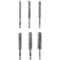 Bore Brush Stainless Steel Bristles Wire Brush for Power Drill Cleaning Wire Brush with Hex Handle 6 Pieces