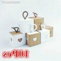 ♘♈ 10Pcs Heart Vintage Kraft Paper Candy Gift Box Packaging Wedding Cardboard Box Cookie Bags Gift Bags Wrapping Supplies