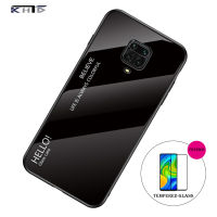 KHTD สำหรับ Xiaomi Redmi Note 9S / 9 Pro เคสโทรศัพท์สีการไล่ระดับแฟชั่นรูปแบบกระจกเทมเปอร์กลับกรอบ TPU แบบนุ่มกันกระแทกปกหลังกรณี