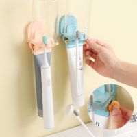 2 In 1เครื่องจ่ายยาสีฟันอัตโนมัติพร้อมที่วางแปรงสีฟันติดผนังยาสีฟัน Squeezer Bath Organizer อุปกรณ์ห้องน้ำ