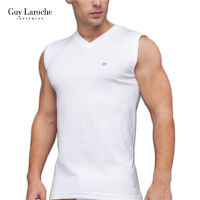 Guy Laroche เสื้อยืดชาย (เสื้อคอวี แขนกุด Body fit) ผ้า Cotton USA 100% PACK 1 ชิ้น (JVS2423R8)