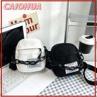 CAIOHUA โซ่ห่วงโซ่ กระเป๋าสะพายผ้าใบขนาดเล็กสำหรับผู้หญิง ผ้าใบแคนวาส มินิมินิ กระเป๋าออกแบบโซ่ผ้าลูกฟูก ที่มีคุณภาพสูง กระเป๋าสะพายข้างเด็กผู้หญิง สำหรับผู้หญิง