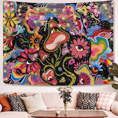 Psychedelic Tapestry Mushroom Tapestry Trippy Tapestry Colorful Hippy Eye tapestries Wall Hanging for Bedroom Wall Art Decor Tapestries Hangings