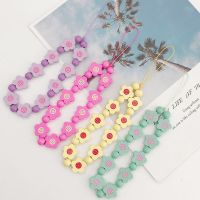 Creative Dried Flower Phone Strap Hanging Chain for Women Pearl Glass Crystal Charm Phone Case Pendant DIY Jewelry Accessories