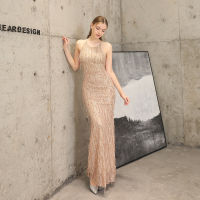 Polyester thread tassel Beaded fishtail banquet elegant temperament annual meeting host model evening dress female