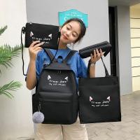 4 pcs sets Schoolbags Teenage Female Children Shoulder New Trend Fashion