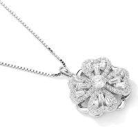 ☋☸▣ CARLIDANA New Arrival Rotatable Clover Pendant Necklace AAA CZ Silver Color Crystal Spinning Flower Necklace Jewelry for Women