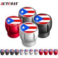 AUTCOAT 4Pcs/Set Puerto Rico Flag Tire Valve Caps Universal Aluminum Stem Covers for Cars Trucks Bikes Motorcycles