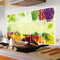 Home Decoration Accessories Waterproof Aluminum Foil Wall Sticker Tiled Kitchen Bathroom Wall Decoration Tulip Fruits FlowerAdhesives Tape