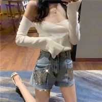 2021 Plus size 5XL 2021 Fashion Sequins Denim Shorts Women High waist Zipper Oockets Jeans Women Short Streetwear chic shorts female