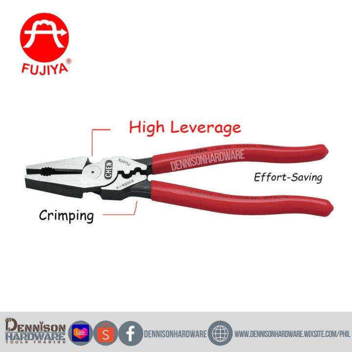 FUJIYA MADE IN TAIWAN K900CR 9" LINESMAN PLIER WITH WIRE CRIMPER