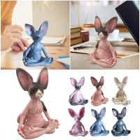 Meditation Cat Figurines Resin Hairless Cat Yoga Pose Statue Buddha Animal Model Whimsical Outdoor Garden Art Decor Sculptures