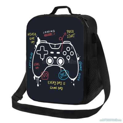 Video Game Weapon Gamer Play Gaming Insulated Lunch Bag Tote Handbag Food Container Cooler Pouch for Beach School Work Office