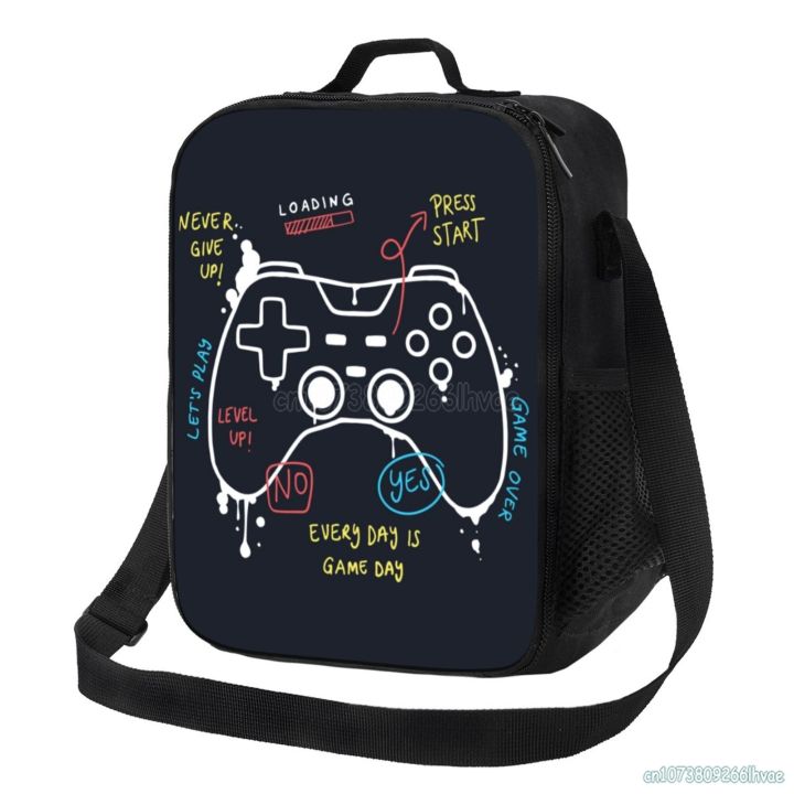 video-game-weapon-gamer-play-gaming-insulated-lunch-bag-tote-handbag-food-container-cooler-pouch-for-beach-school-work-office