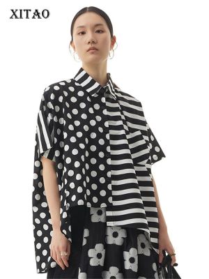 XITAO Shirt Striped Blouse Fashion Single Shirt Women