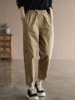 【CW】 Cotton Pants New 2022 All match Loose Elastic Waist Female Ankle length B1704