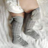 New Winter Boys Girls Long Socks Hairball Kids Cotton Knee High Sock Woolen Baby Leg Warmers Soft Children Christmas Socks 0-6Y