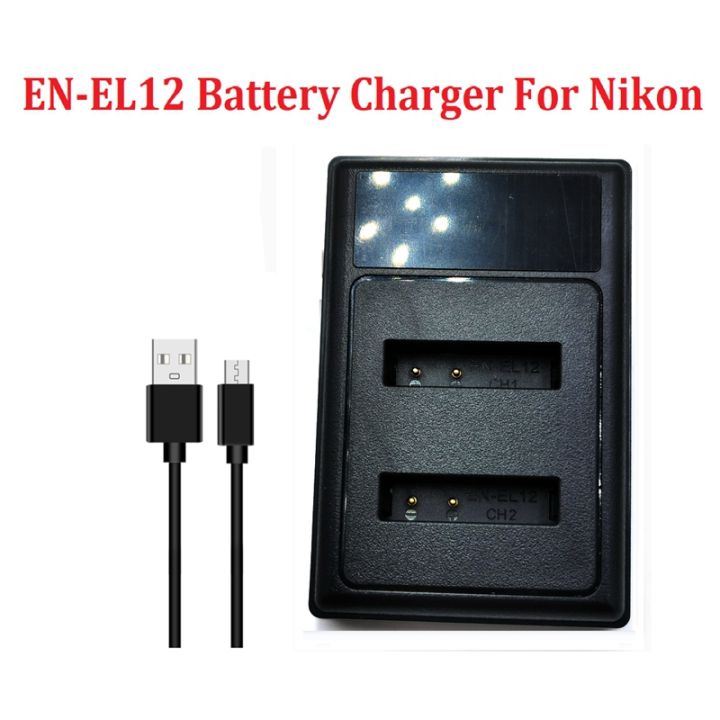 EN-EL12 Charger LCD USB Dual Battery Charger for Nikon S9300 S9400 S9500  S9900 A900 B600 W300 W300S Digital Camera 