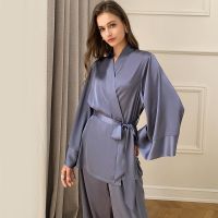 【YP】 NOVAS Mulheres Pijama Primavera/Verão de Manga Longa Francês Silk Wear Lazer Sleepwear Para As